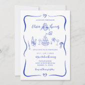 Main Bleue Tiré Whimsical Wedding Invitations (Devant)
