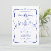 Main Bleue Tiré Whimsical Wedding Invitations (Debout devant)