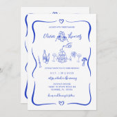 Main Bleue Tiré Whimsical Wedding Invitations (Devant / Derrière)