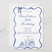 Main BLUE tirée 30e anniversaire Invitation (Devant)