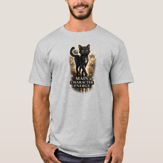 Main Character Energie – Stijlvolle Zwarte Kat Aes T-shirt
