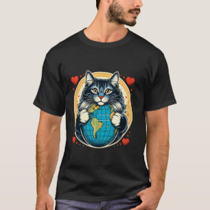 Main Coon Kat Aardse Dag Knuffel Liefde Eigenaar P T-shirt