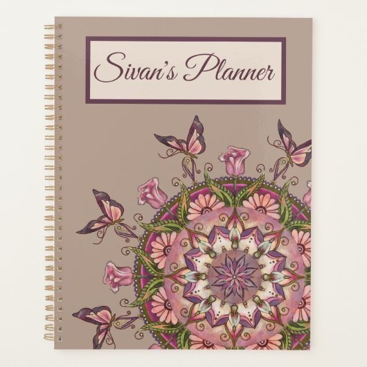Main customisée Tirée Floral Mandala Planner (Devant)
