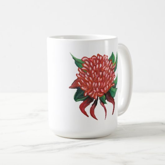 Main de fleurs dessinée Waratah Café Mug (Devant droit)