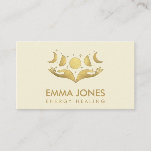 Main de guérison - Lunes - Carte de visite d'or pa (Devant)