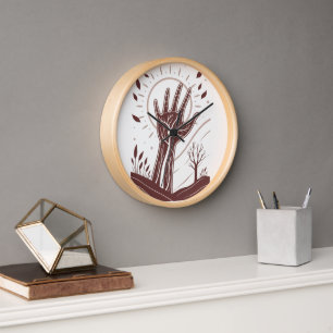 main de vie Art de la nature mur horloge art