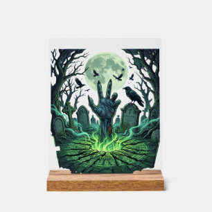 Main de zombie Epitapip pleine lune cimetière