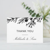 Main dessinée Feuilles botaniques Cartes de remerc (Debout devant)