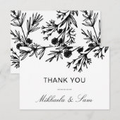 Main dessinée Feuilles botaniques Cartes de remerc (Devant / Derrière)