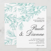 Main dessinée Feuilles botaniques Faire-part de ma (Devant / Derrière)