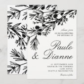 Main dessinée Feuilles botaniques Faire-part de ma (Devant / Derrière)