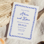 Main dessinée Français Blue Wedding Invitations<br><div class="desc">Main Drag French Blue Wedding Invitations pour votre journée spéciale!</div>