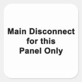 Main Disconnect for This Panel Only, Label (Voorkant)