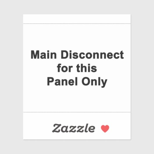 Main Disconnect For This Panel Only Sticker (Vel)