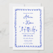 Main Drag French Blue Fun Wedding Invitations (Devant)