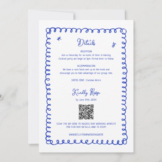 Main Drag French Blue Fun Wedding Invitations (Dos)