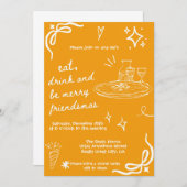 Main Drake Friendsmas Holiday Invitation Orange (Devant / Derrière)