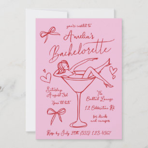 Main Drake Martini Bachelorette Invitation personn