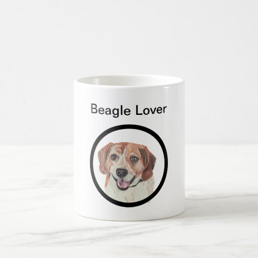 Main Drawn Pastel Beagle Amoureux des chiens Mug (Centre)