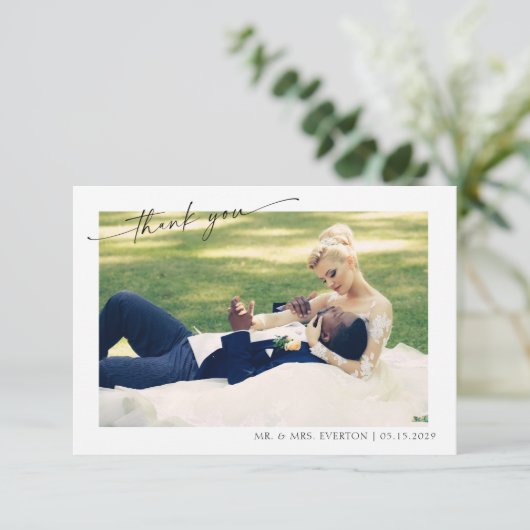 Main moderne Lettré 2 Mariage photo Merci (Debout devant)