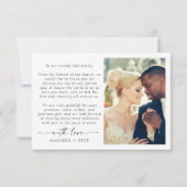 Main moderne Lettré 2 Mariage photo Merci (Dos)