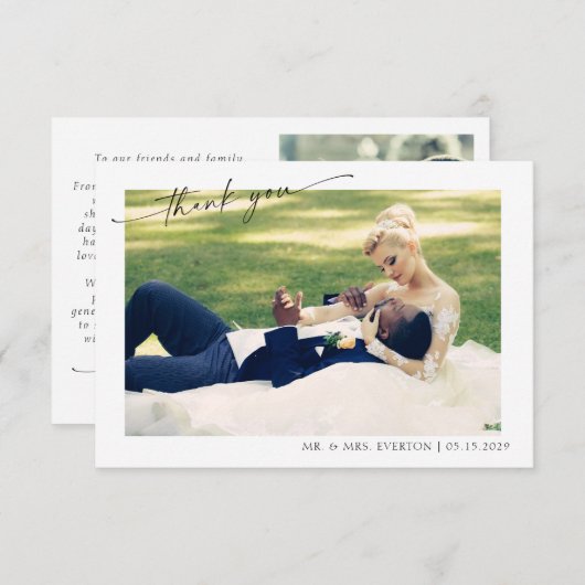 Main moderne Lettré 2 Mariage photo Merci (Devant / Derrière)