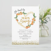 Main presser Orange nuptiale invitation (Debout devant)