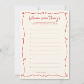 Main rouge tracée Où étaient-ils la carte de Fête  (Devant)