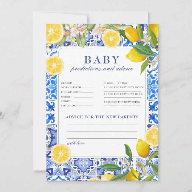 Main squeeze Baby Shower Predictions Advice game (Voorkant)