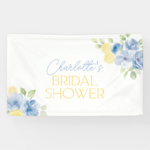 Main Squeeze Blauwe Bloem Citrus Bruiloft Feest Spandoek