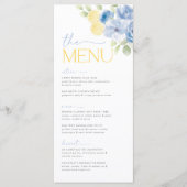 Main Squeeze Blue Flowers Lemon Bridal Shower Menu (Voorkant)