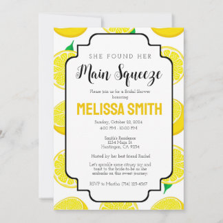 Main Squeeze Bridal Shower Invitation Sjabloon Kaart