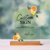 Main Squeeze Citrus Bridal Shower Custom Bar Text Acryl Bord (Neutraal)