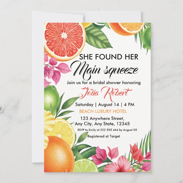 Main Squeeze Citrus Bridal Shower Invite Flyer (Voorkant)