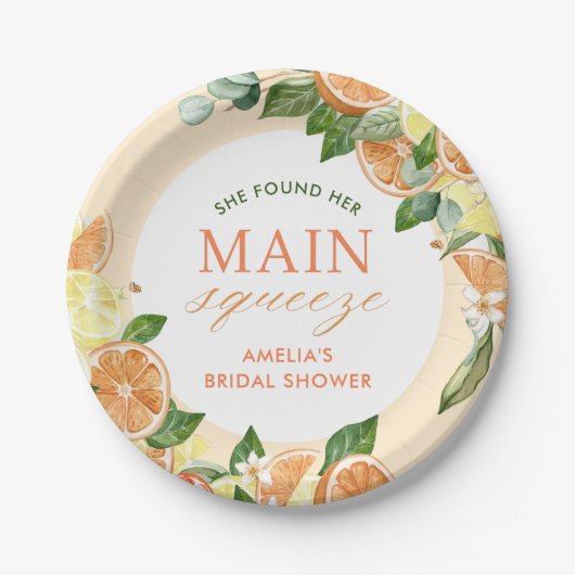 Main Squeeze Citrus Bruiloftsfeest Papieren Bordje (Voorkant)