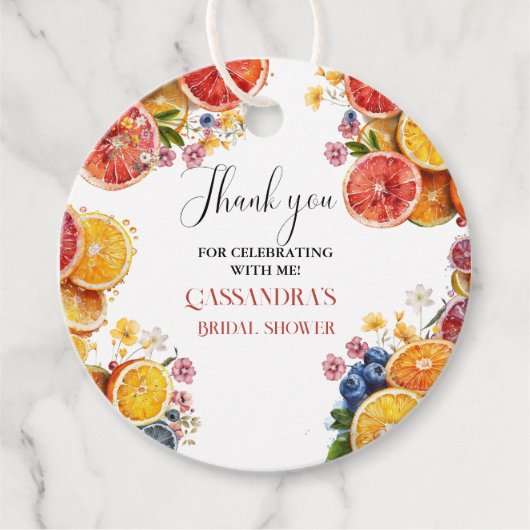 Main Squeeze Citrus Bruiloftsfeestje Bedankjes Labels (Voorkant)