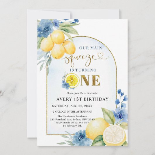 Main Squeeze Citrus Lemon Birthday Invitation (Devant)