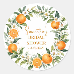 Main Squeeze Citrus Oranje Bruiloftsfeest Ronde Sticker