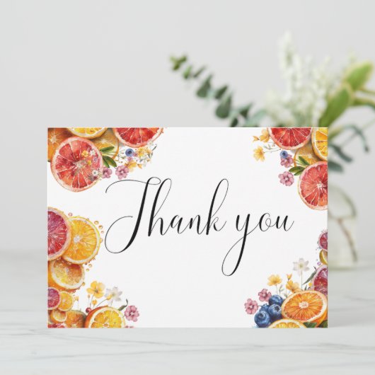 Main Squeeze Citrus Vrijgezellenfeest Dank u kaart (Staand voorkant)