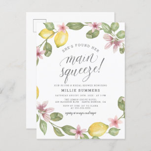 Main Squeeze Floral Lemon Wreater Vrijgezellenfees Uitnodiging Briefkaart
