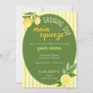 Main Squeeze Lemon Baby Shower Invite Kaart