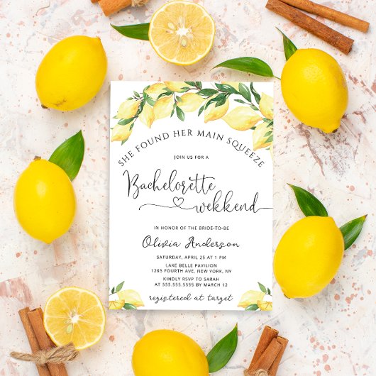 Main Squeeze Lemon Bachelorette Invitation du week