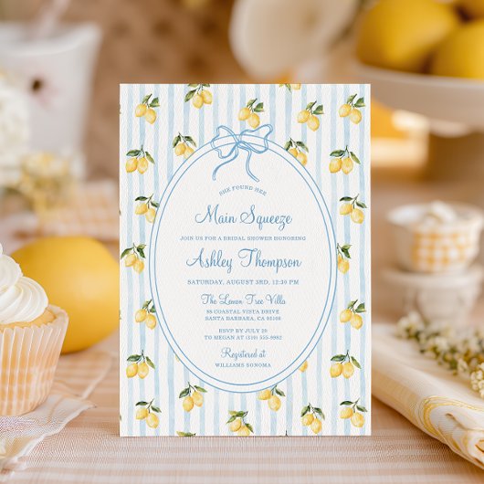 Main Squeeze Lemon Blue Bow Italiaans Vrijgezellen Kaart