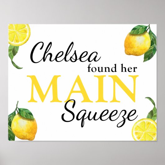 Main Squeeze Lemon Bruiloft Feest Custom Poster (Voorkant)