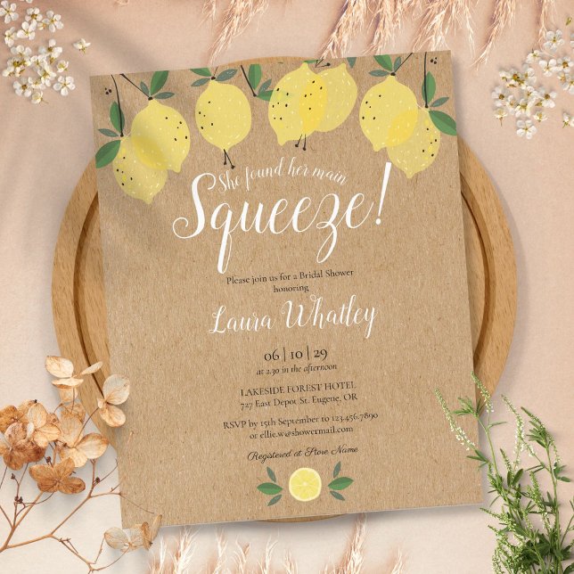 Main Squeeze Lemon Bruiloftsbegroting Uitnodiging (Main Squeeze Lemon Bridal Shower Budget Invitation)