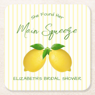 Main Squeeze Lemon Bruiloftsfeest Vierkante Kartonnen Onderzetter