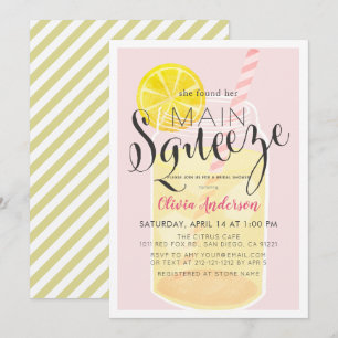 Main Squeeze Lemonade Mason Jar Pink Vrijgezellenf Kaart
