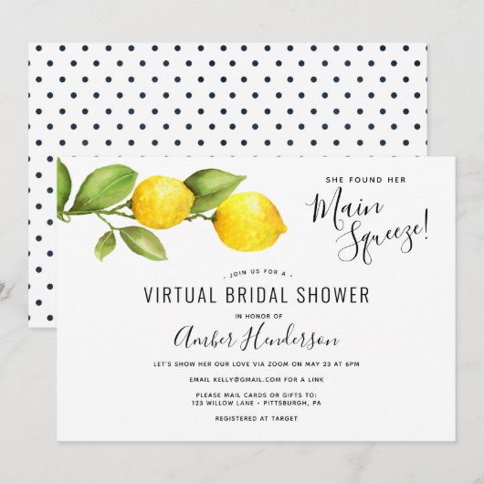 Main Squeeze Lemons Virtual Vrijgezellenfeest Kaart (Voorkant / Achterkant)