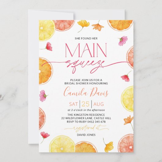 Main Squeeze nuptiale Invitation Mariage de citron (Devant)
