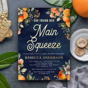 Main Squeeze Tangerine Sinaasappel Marine Bruidsdo Folie Uitnodiging